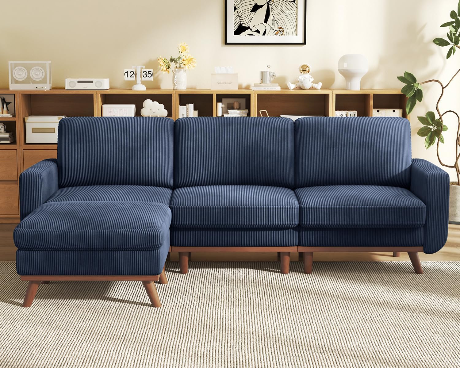 Vesgantti 68" Loveseat Sofa - Green, Comfy Corduroy with Spring Cushion, Solid Wood Frame, Modern Deep Seat, Bedroom & Living Room, Office Couch