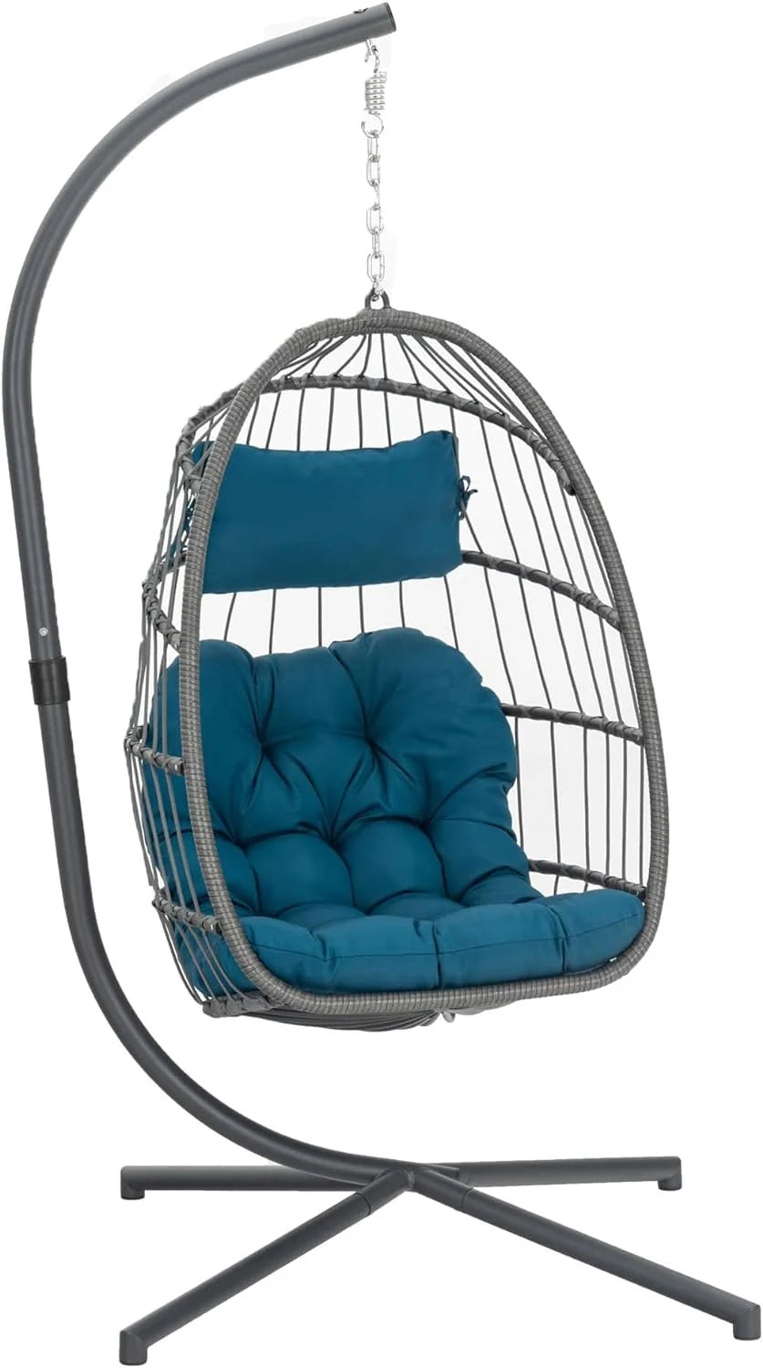 Yechen Indoor Outdoor Egg Hanging Chair Patio Wicker Swing Egg Chair Indoor Swinging Chair