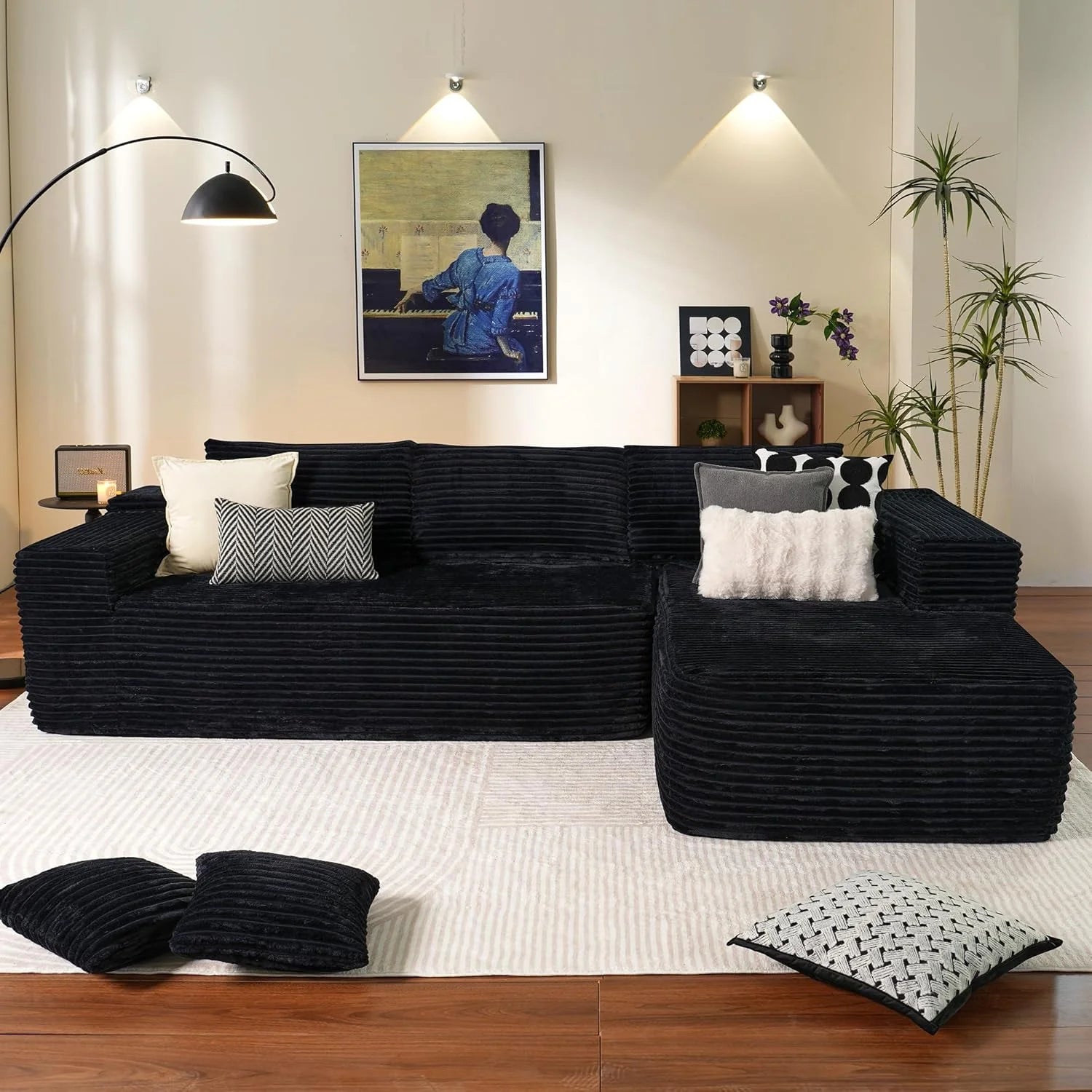Ovios 104" Cloud Section Sofa L-shaped lounge chair, modern modular sofa