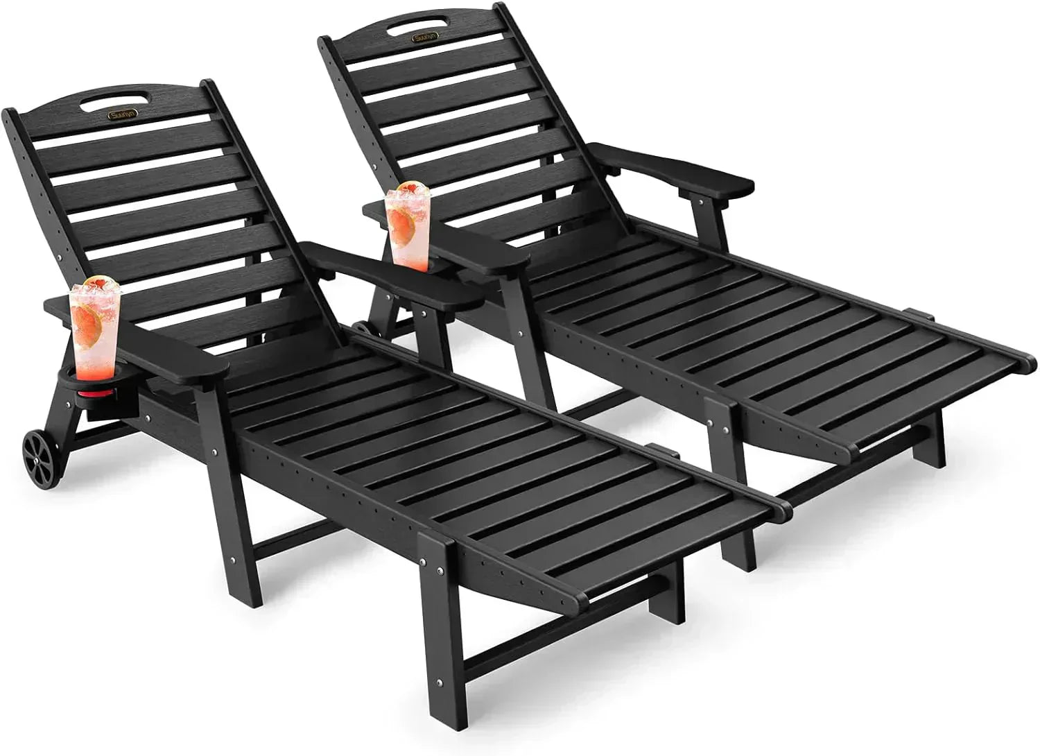 Lounge Chair Outdoor Chaise Lounge HDPE 6-Position Outdoor Chaise Lounge Patio Lounge Chair