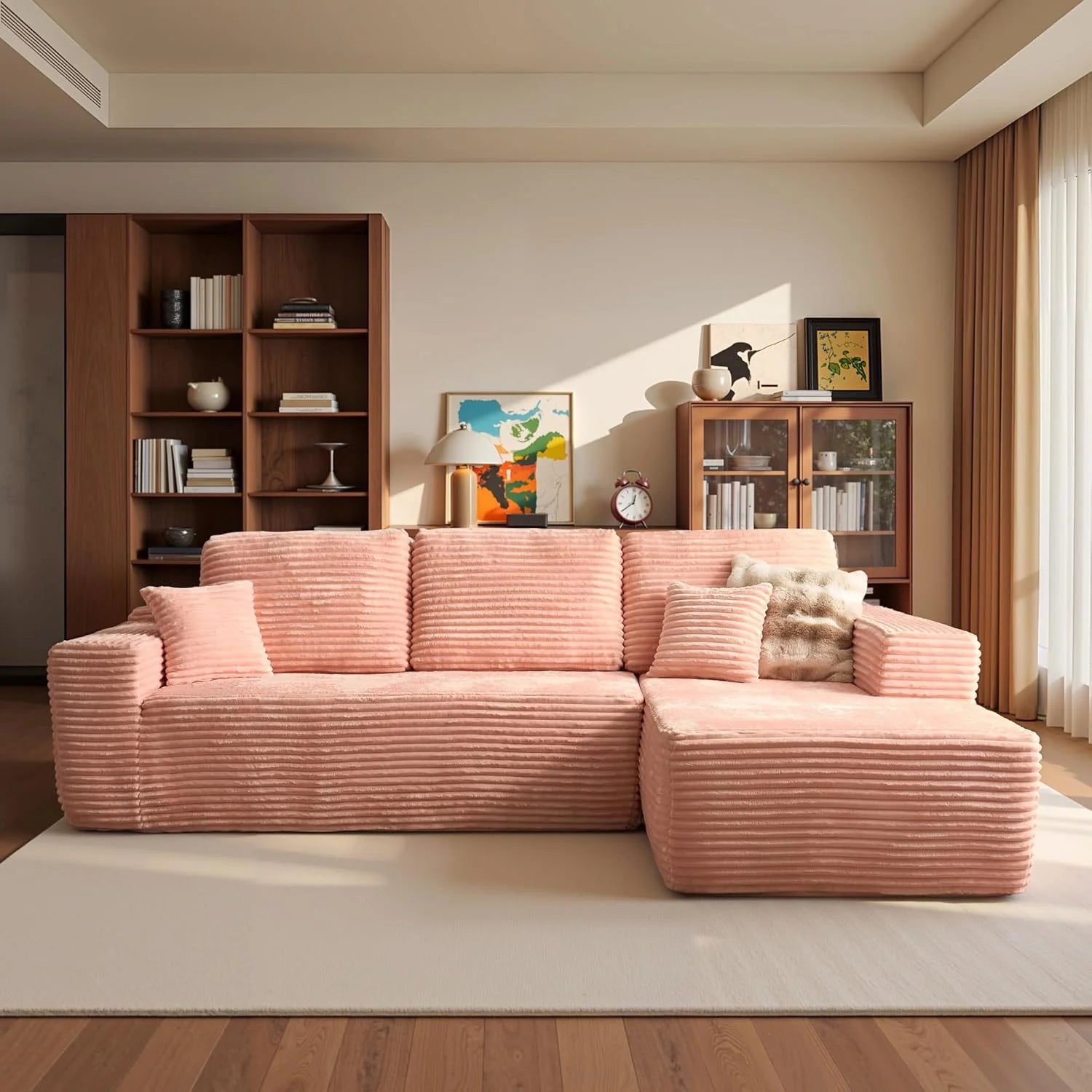 Ovios 104" Cloud Section Sofa L-shaped lounge chair, modern modular sofa