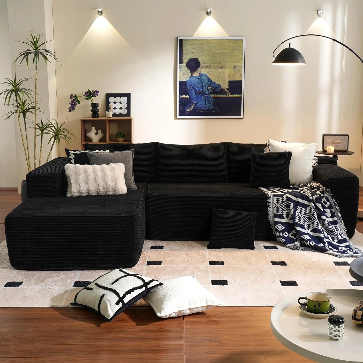 Ovios 104" Cloud Section Sofa L-shaped lounge chair, modern modular sofa