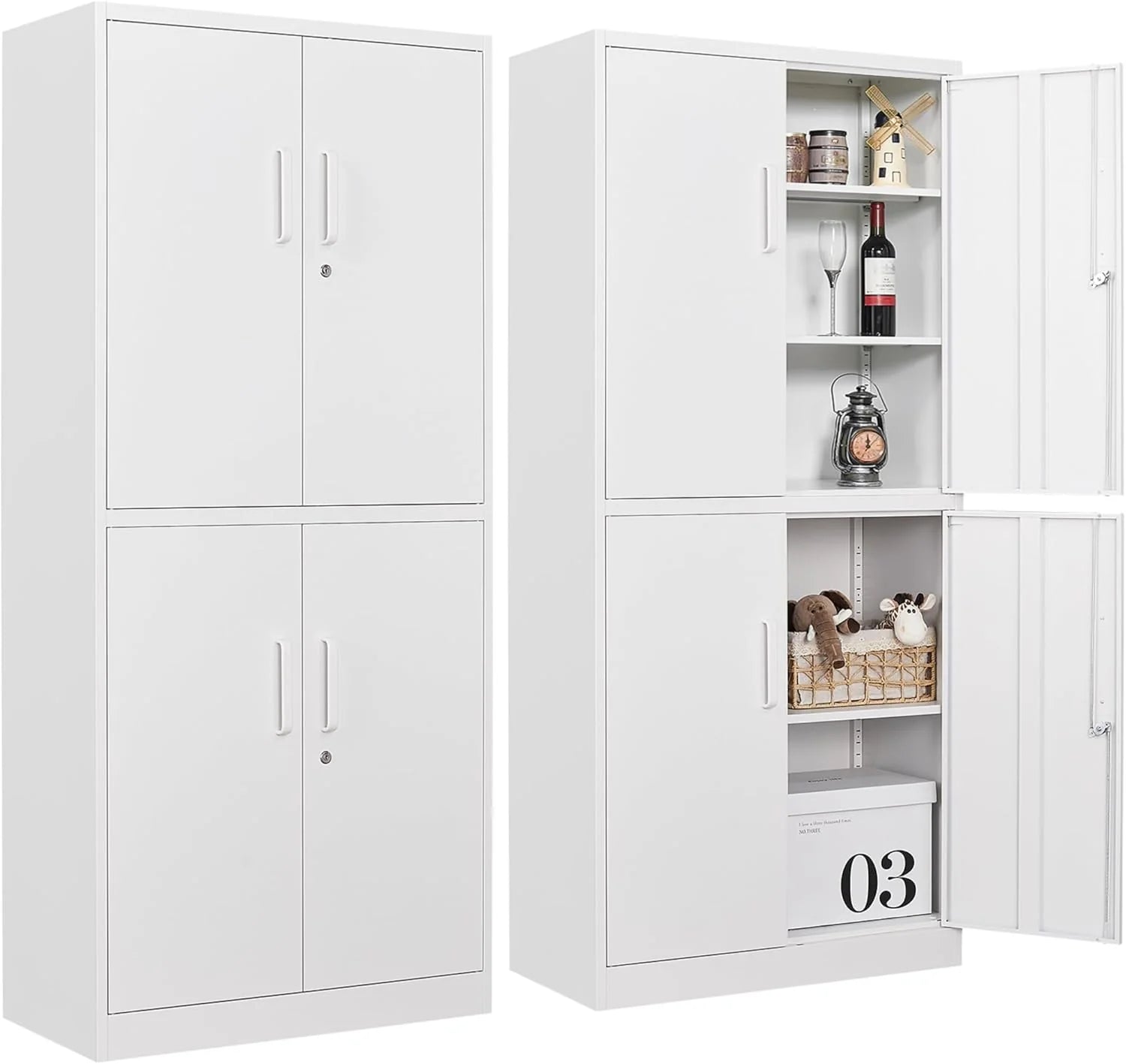 SISESOL Wide & Deep Metal Storage Cabinet with 2 Doors and 6 Shelves,72x36x18