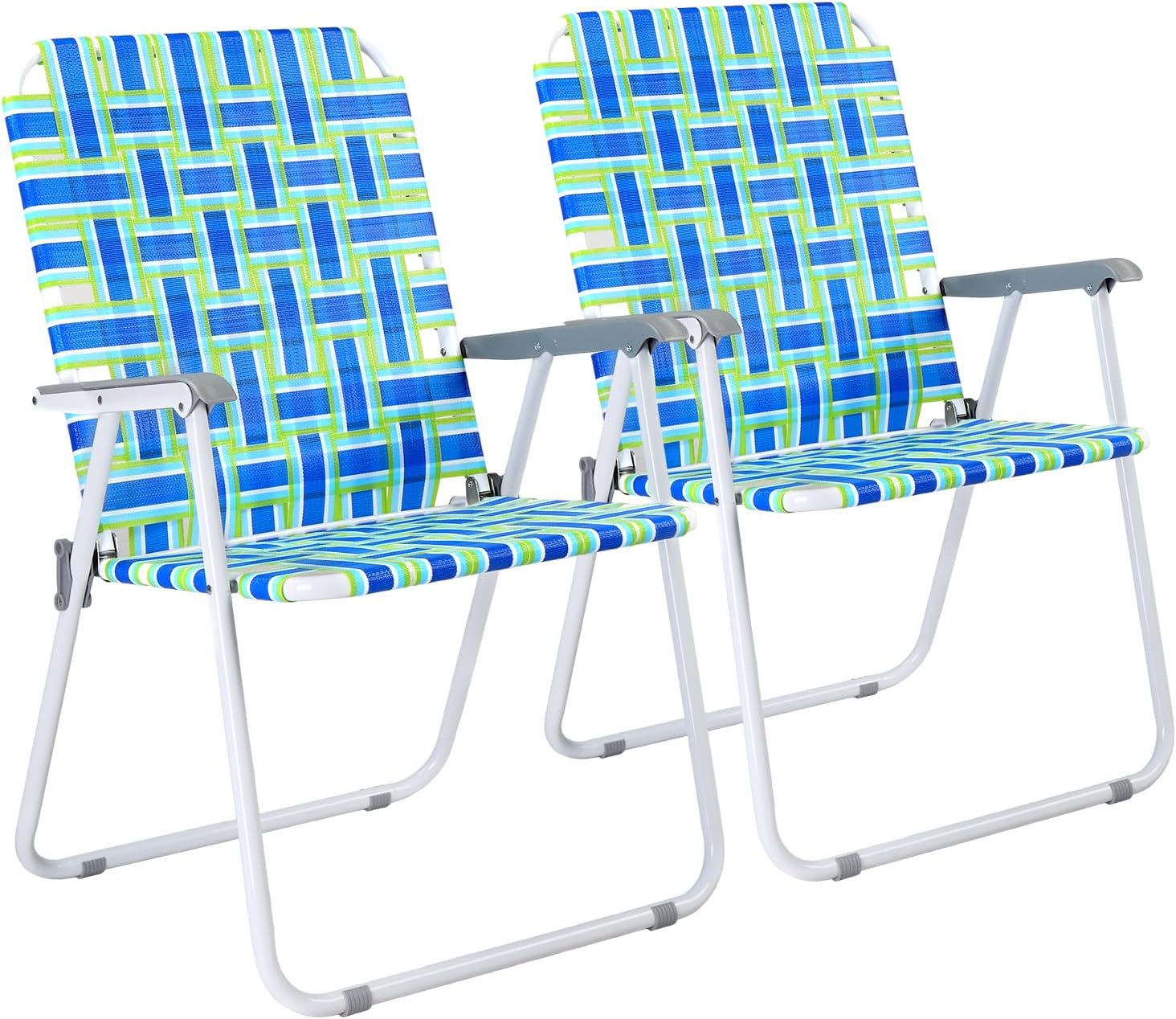 VINGLI Patio Lawn Webbed Folding Chairs Set of 2 Outdoor Beach Portable Lawn Chair