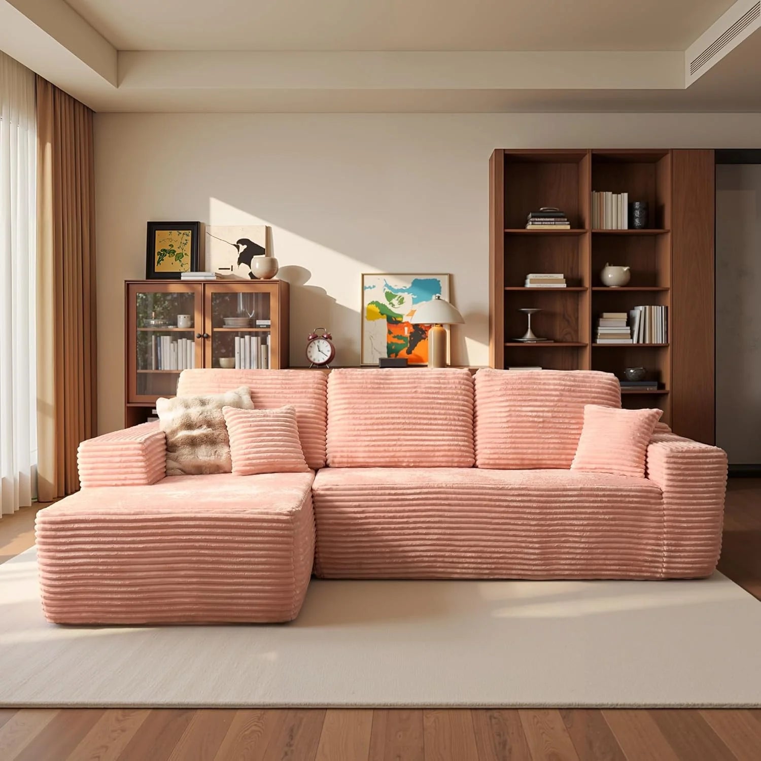 Ovios 104" Cloud Section Sofa L-shaped lounge chair, modern modular sofa