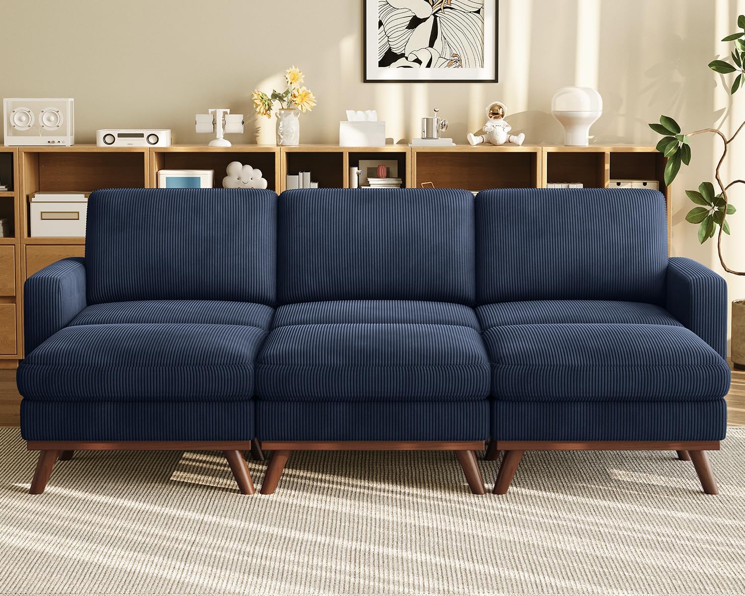 Vesgantti 68" Loveseat Sofa - Green, Comfy Corduroy with Spring Cushion, Solid Wood Frame, Modern Deep Seat, Bedroom & Living Room, Office Couch
