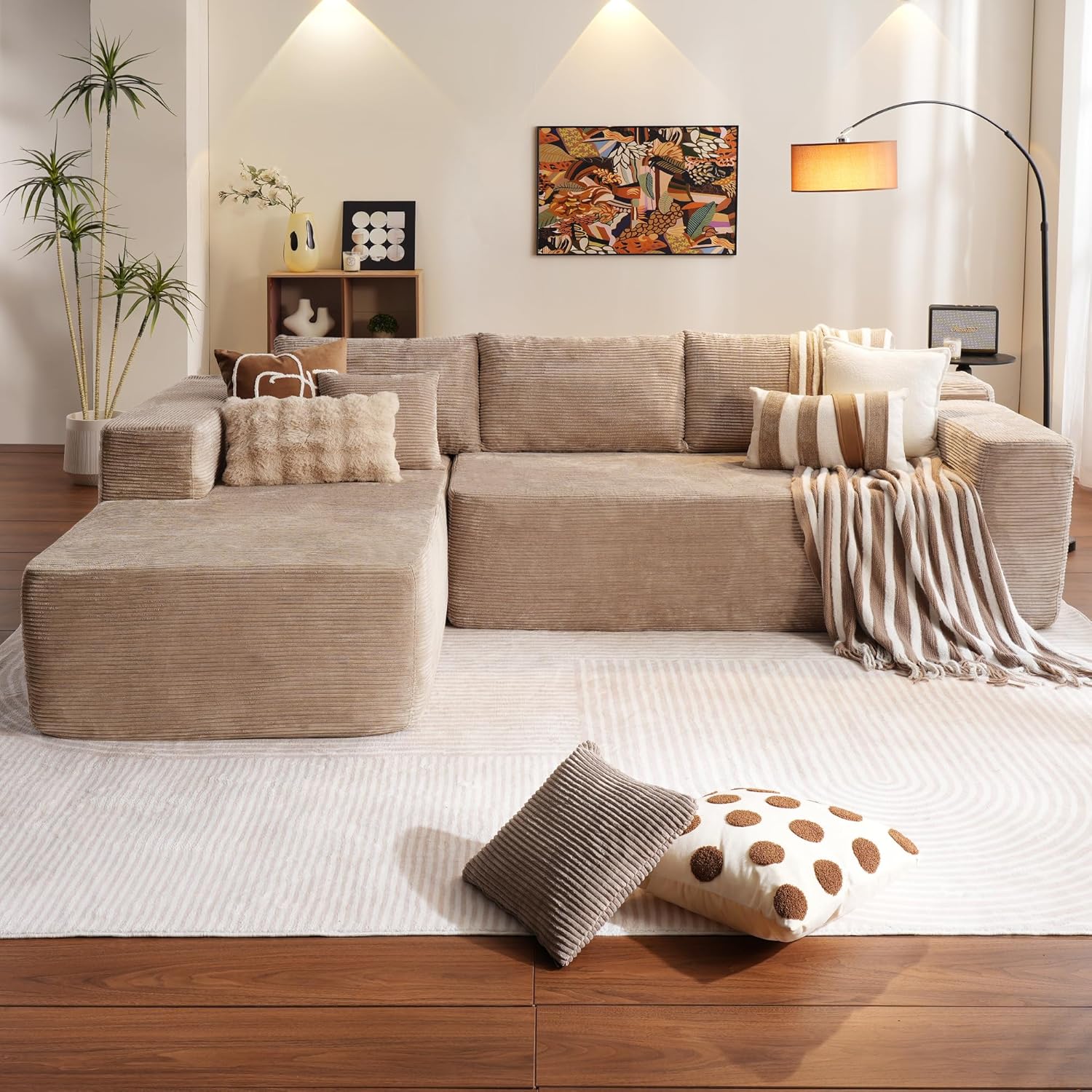 Ovios 104" Cloud Section Sofa L-shaped lounge chair, modern modular sofa