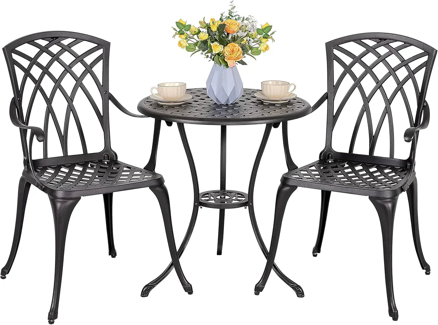NUU GARDEN Bistro Set 3 Piece Outdoor Cast Aluminum Patio Bistro Set Patio Table Chairs Set of 2