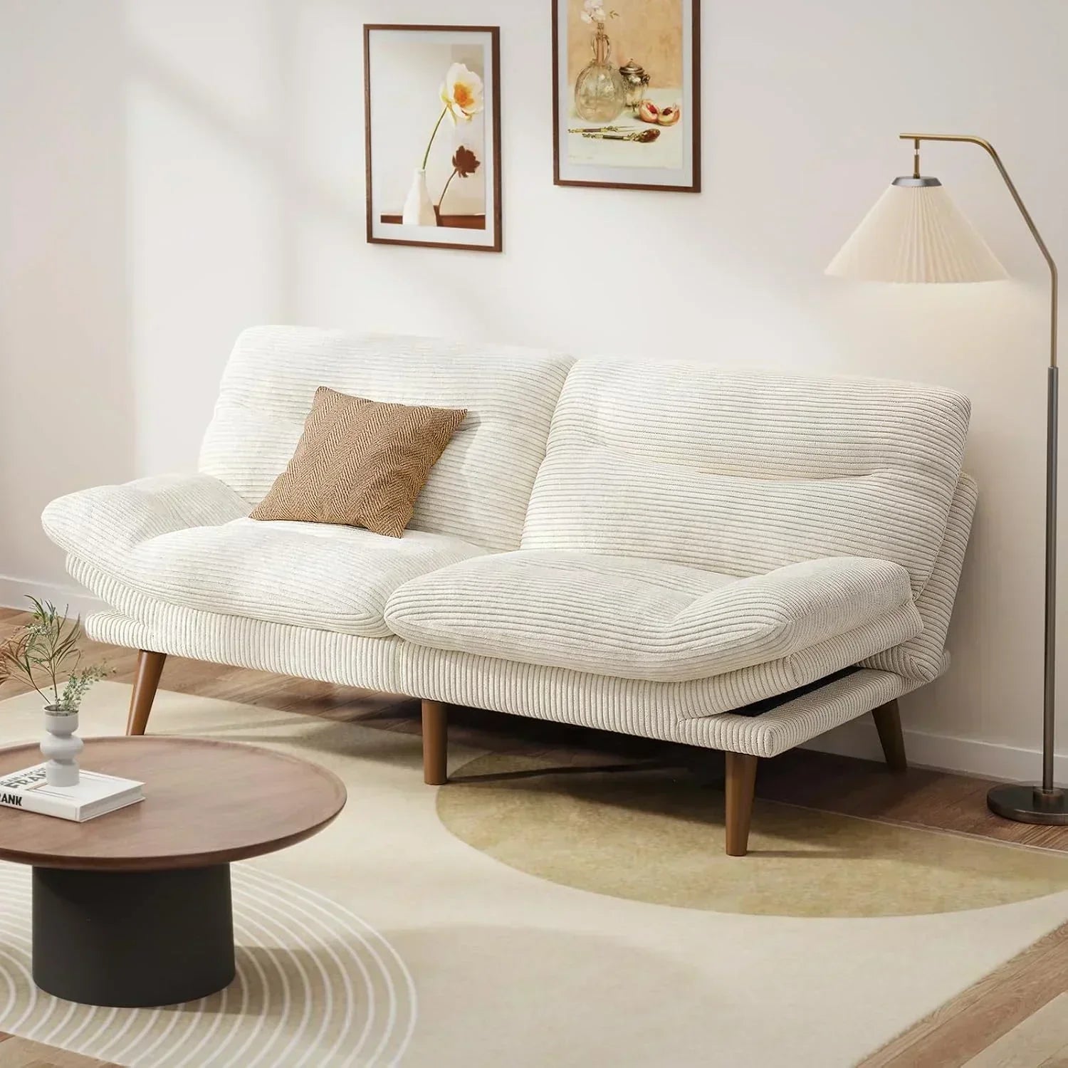 Convertible Futon Sofa Bed 66 Inch Corduroy Futon Sofa Recliner Sofa Bed for Small Spaces