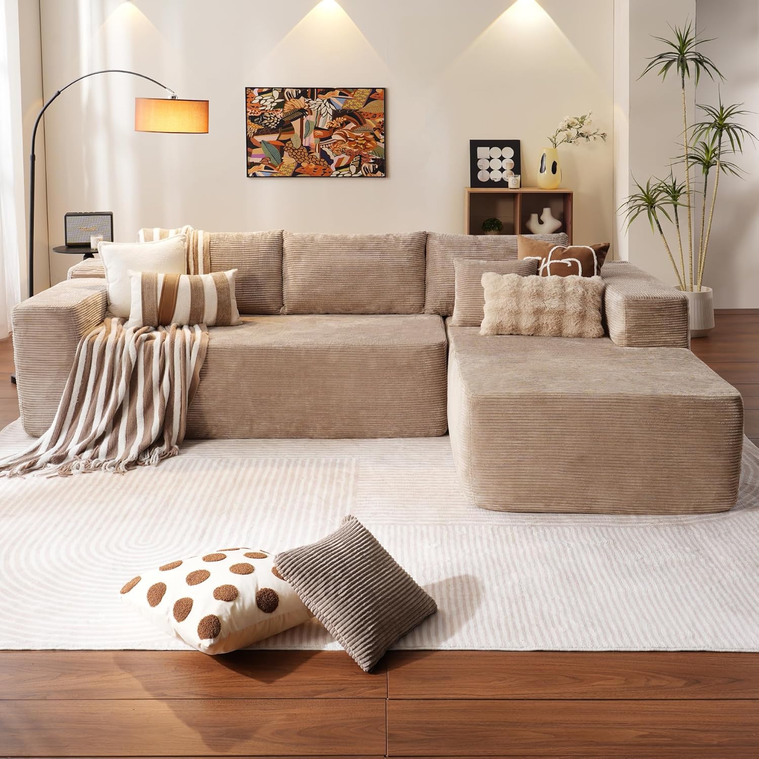 Ovios 104" Cloud Section Sofa L-shaped lounge chair, modern modular sofa