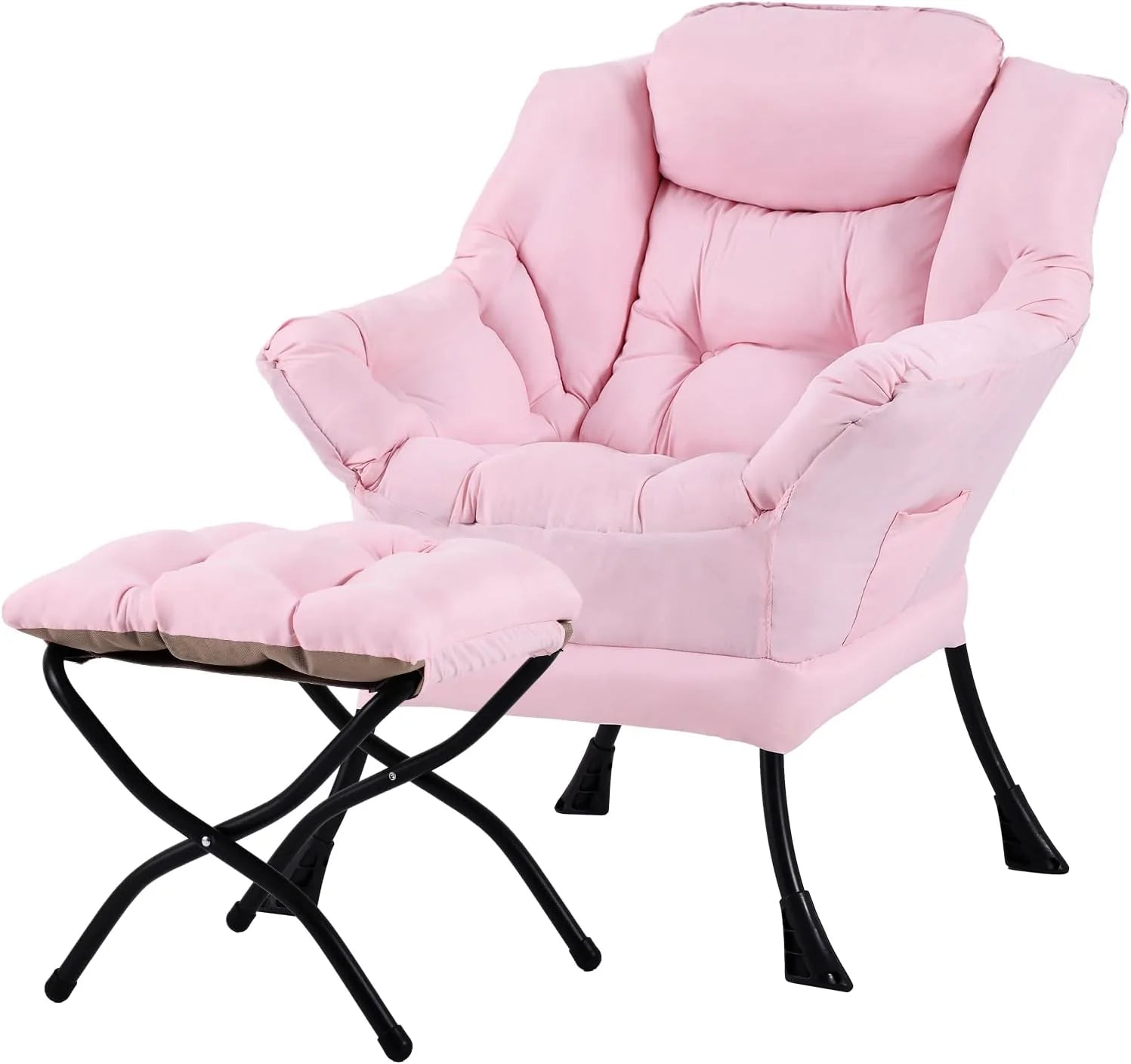 Tiita Lazy Chair with Ottoman Modern Large Accent Lounge Chair Leisure Sofa Armchair Ottoman