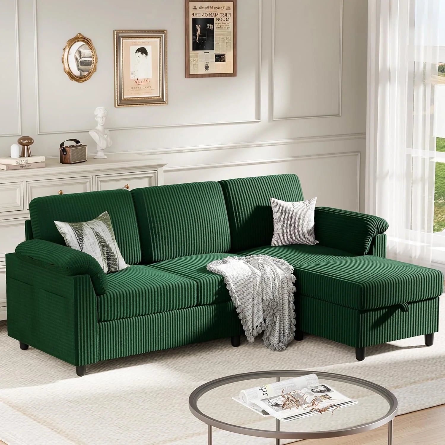 Meilocar Sectional Sofa Couch for Living Room 3-Seat Sofa Couches