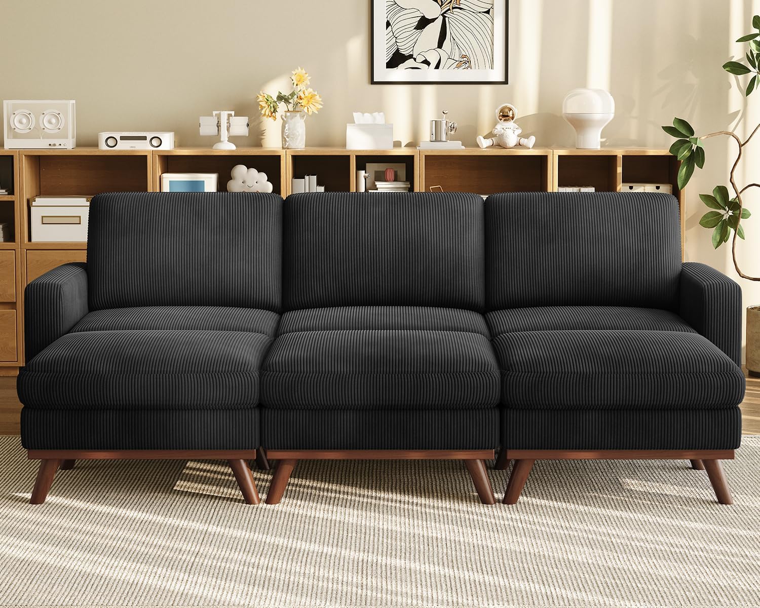 Vesgantti 68" Loveseat Sofa - Green, Comfy Corduroy with Spring Cushion, Solid Wood Frame, Modern Deep Seat, Bedroom & Living Room, Office Couch
