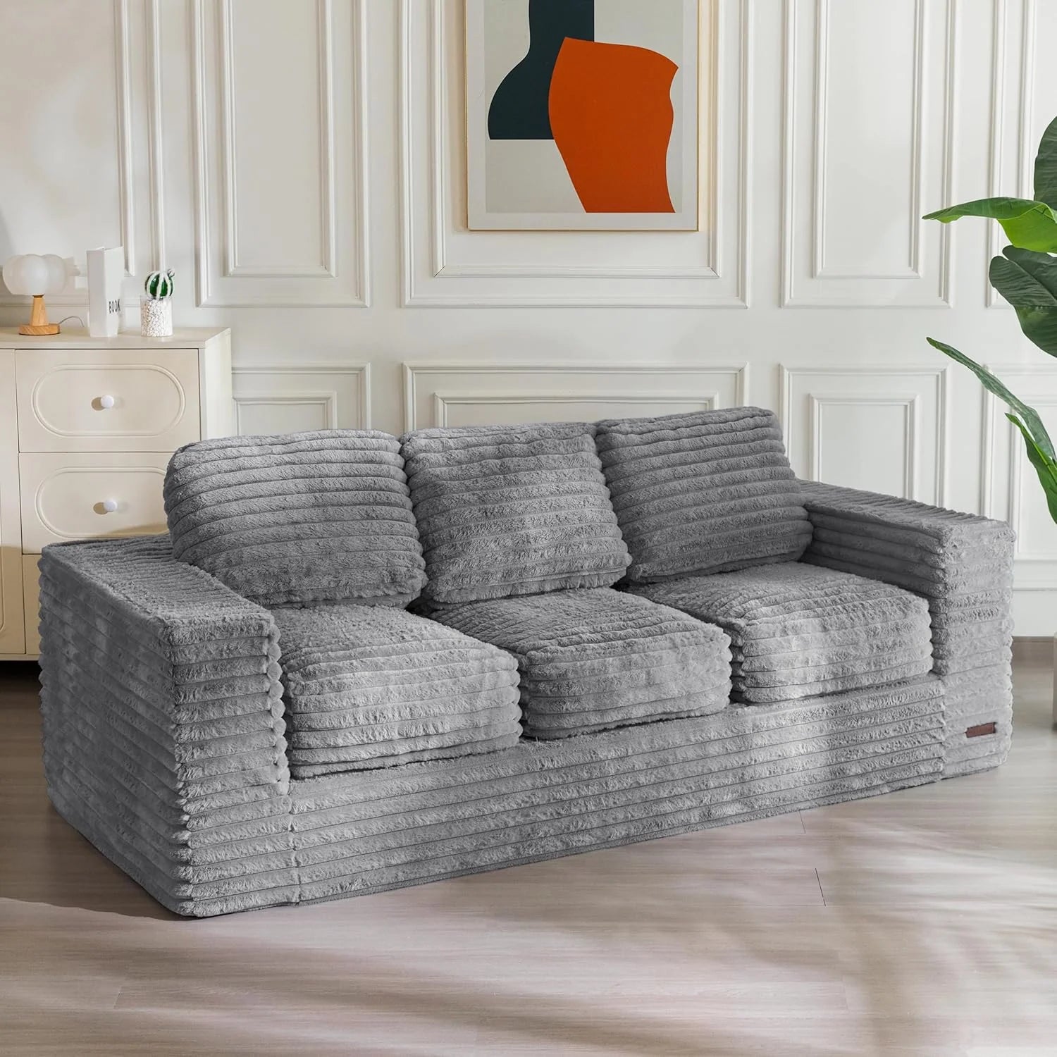 MAXYOYO Bean Bag Chair Two-seat Bean Bag Sofa with Pillows Upholstered Loveseat Floor Sofa