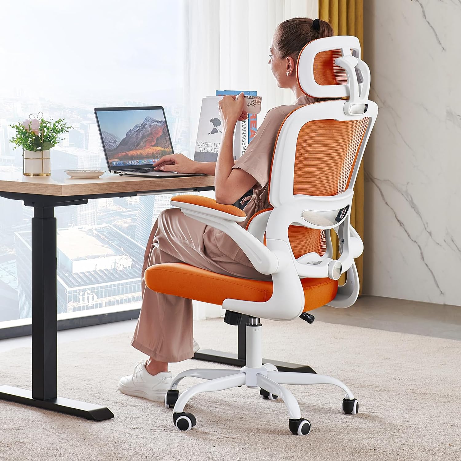 Office Chair Ergonomic Desk Chair, 330 lbs Home Mesh Desk Chair with Wheels, Comfortable Gaming Chair, High Back Office Chair