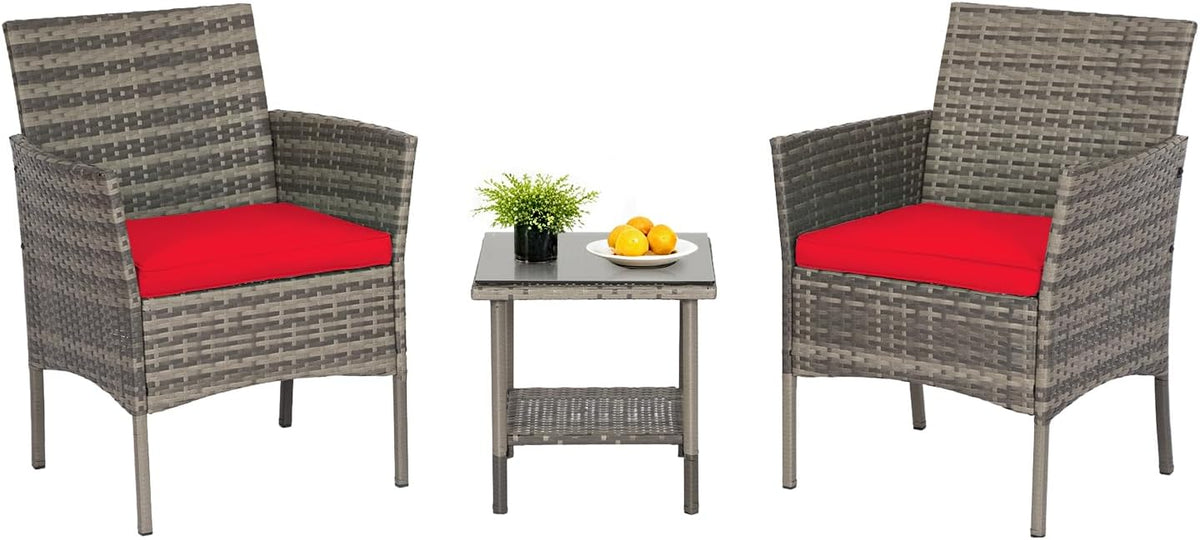 FDW | 4-Piece Patio Furniture Set | Black | Outdoor Wicker Furniture with Coffee Table | Modern Rattan Chairs Conversation Set | Outdoor Seating | Weather-Resistant | for Porch, Garden, Lawn