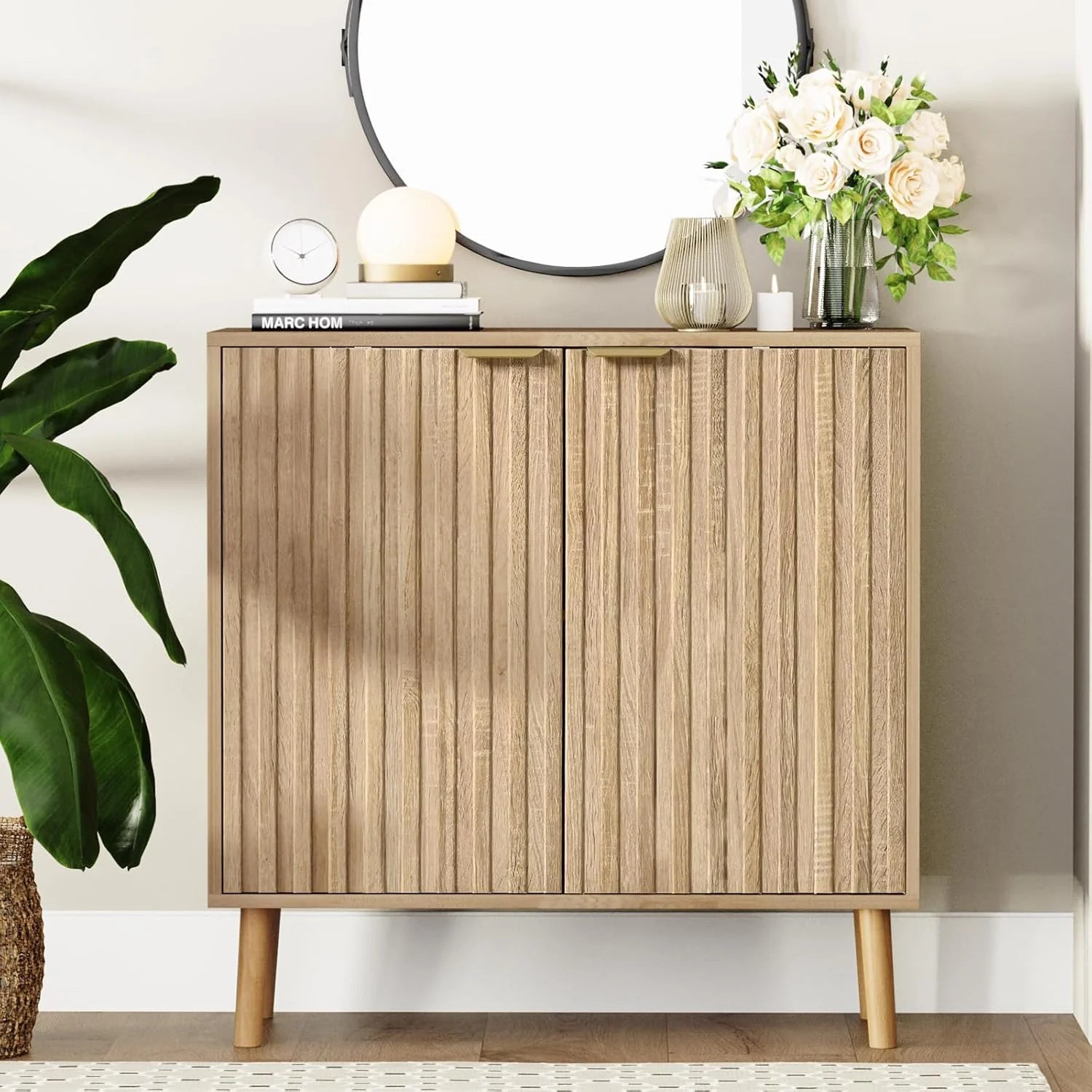 Free Standing Cabinet Black Wood for Living Room, Bedroom, Dining Room, Hallway, Entryway
