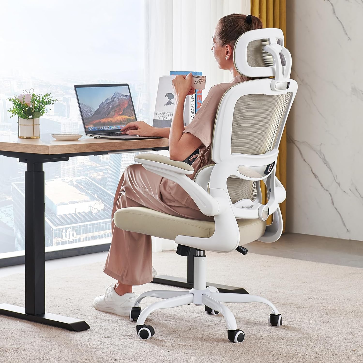 Office Chair Ergonomic Desk Chair, 330 lbs Home Mesh Desk Chair with Wheels, Comfortable Gaming Chair, High Back Office Chair