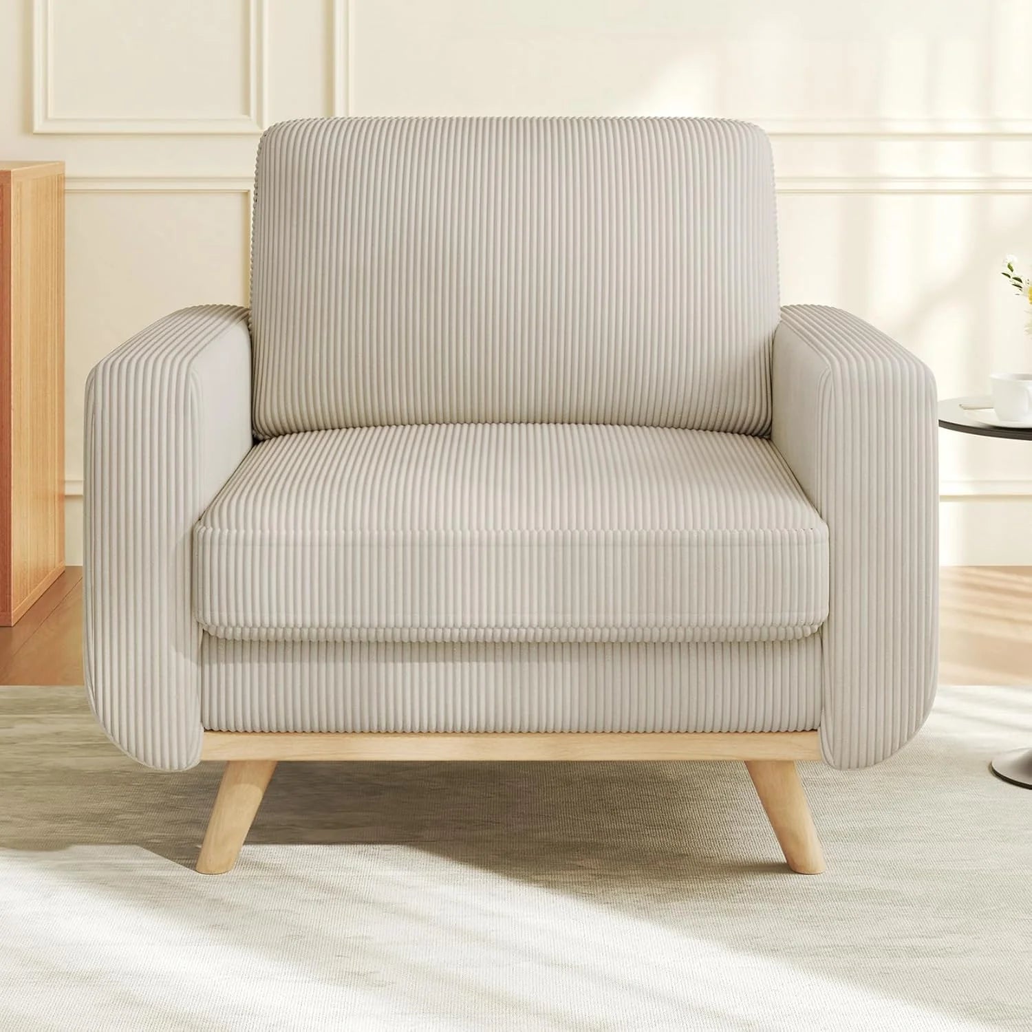Vesgantti 68" Loveseat Sofa - Green, Comfy Corduroy with Spring Cushion, Solid Wood Frame, Modern Deep Seat, Bedroom & Living Room, Office Couch