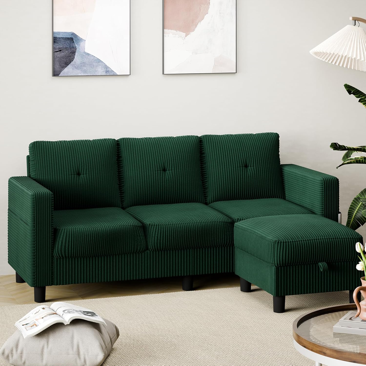 Shintenchi 76" Modern Upholstered Sectional Sofa, L-Shaped Couch