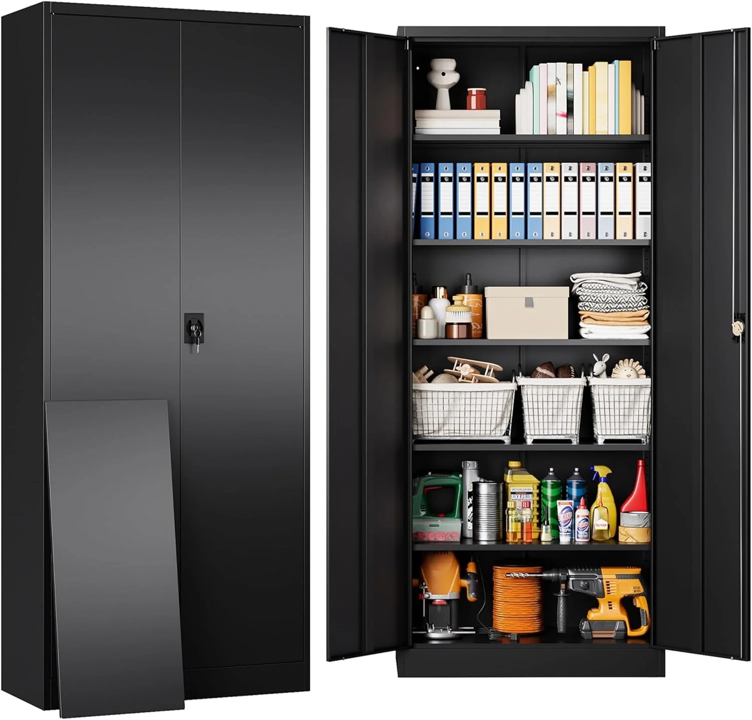 SISESOL Metal Storage Cabinet with Wheels,75 inch Tall Rolling Garage Storage Cabinet