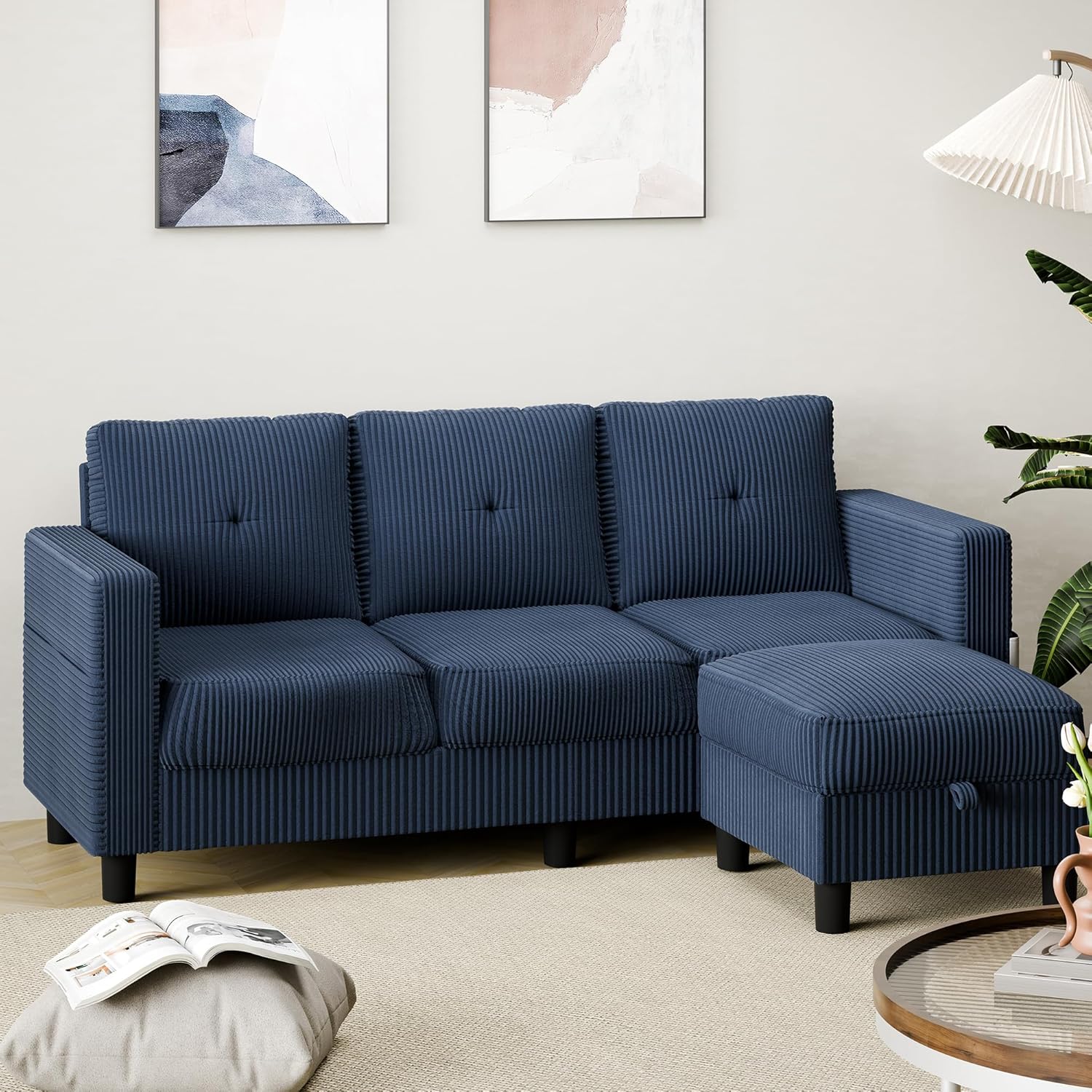 Shintenchi 76" Modern Upholstered Sectional Sofa, L-Shaped Couch