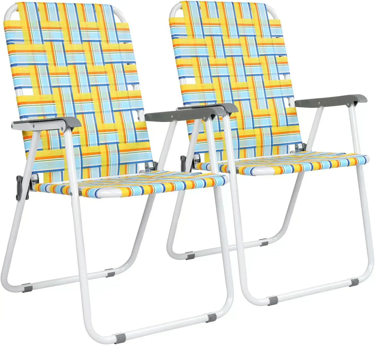 VINGLI Patio Lawn Webbed Folding Chairs Set of 2 Outdoor Beach Portable Lawn Chair