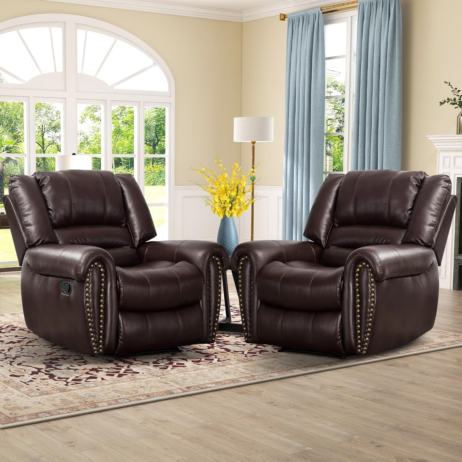 Leather recliner classic traditional manual recliner single sofa for living room