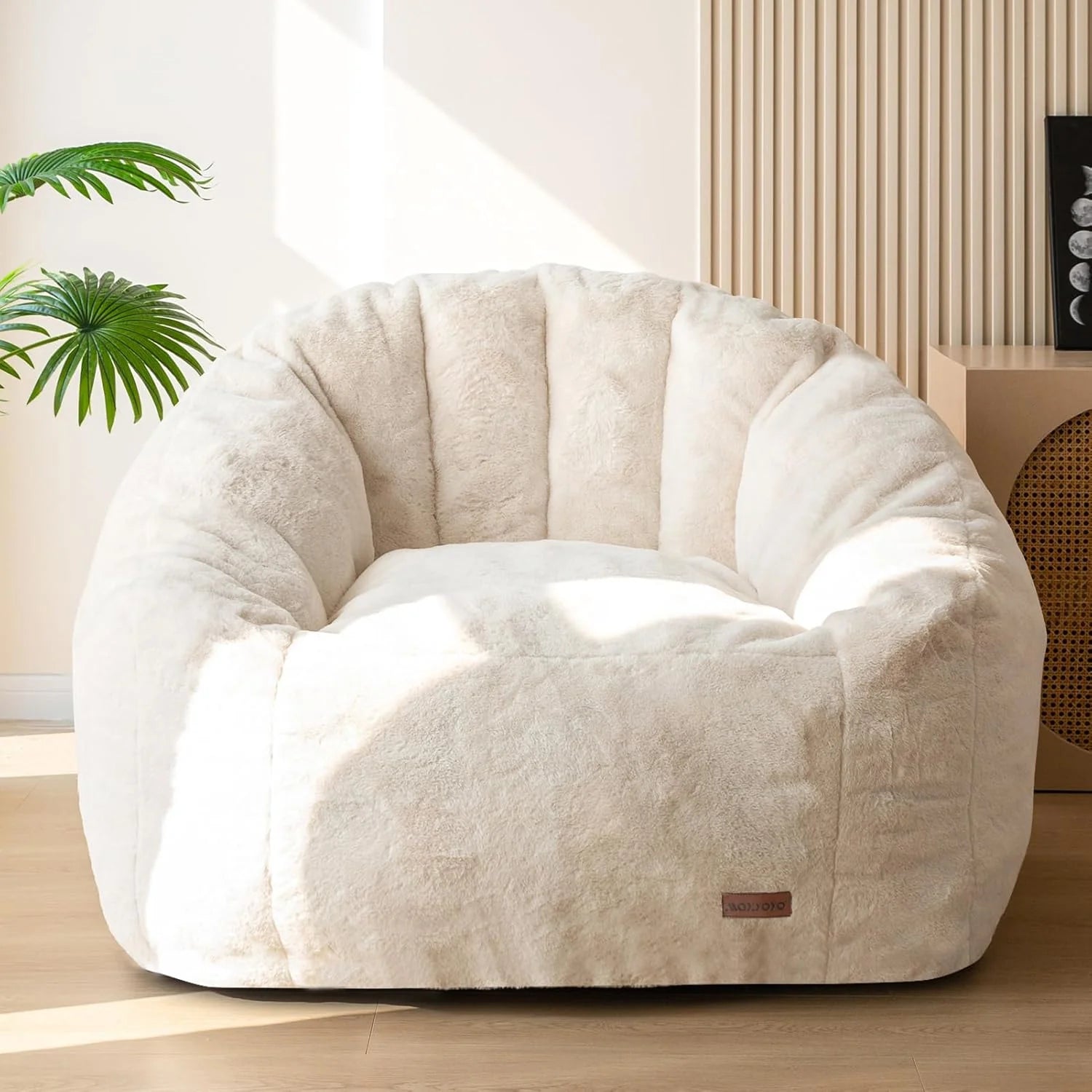 MAXYOYO Giant Bean Bag Chair Oversized Bean Bag Couch Faux Fur Shell-Shaped Large Chair