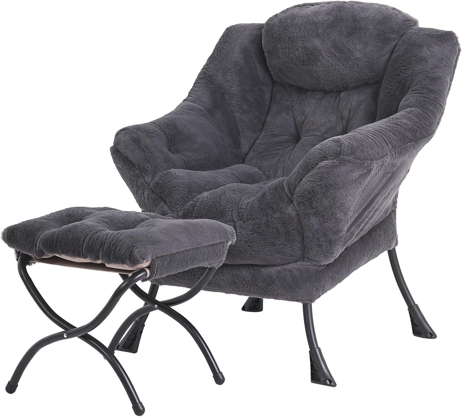 Tiita Lazy Chair with Ottoman Modern Large Accent Lounge Chair Leisure Sofa Armchair Ottoman