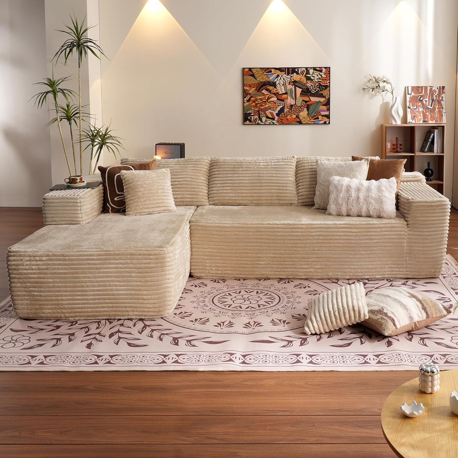 Ovios 104" Cloud Section Sofa L-shaped lounge chair, modern modular sofa