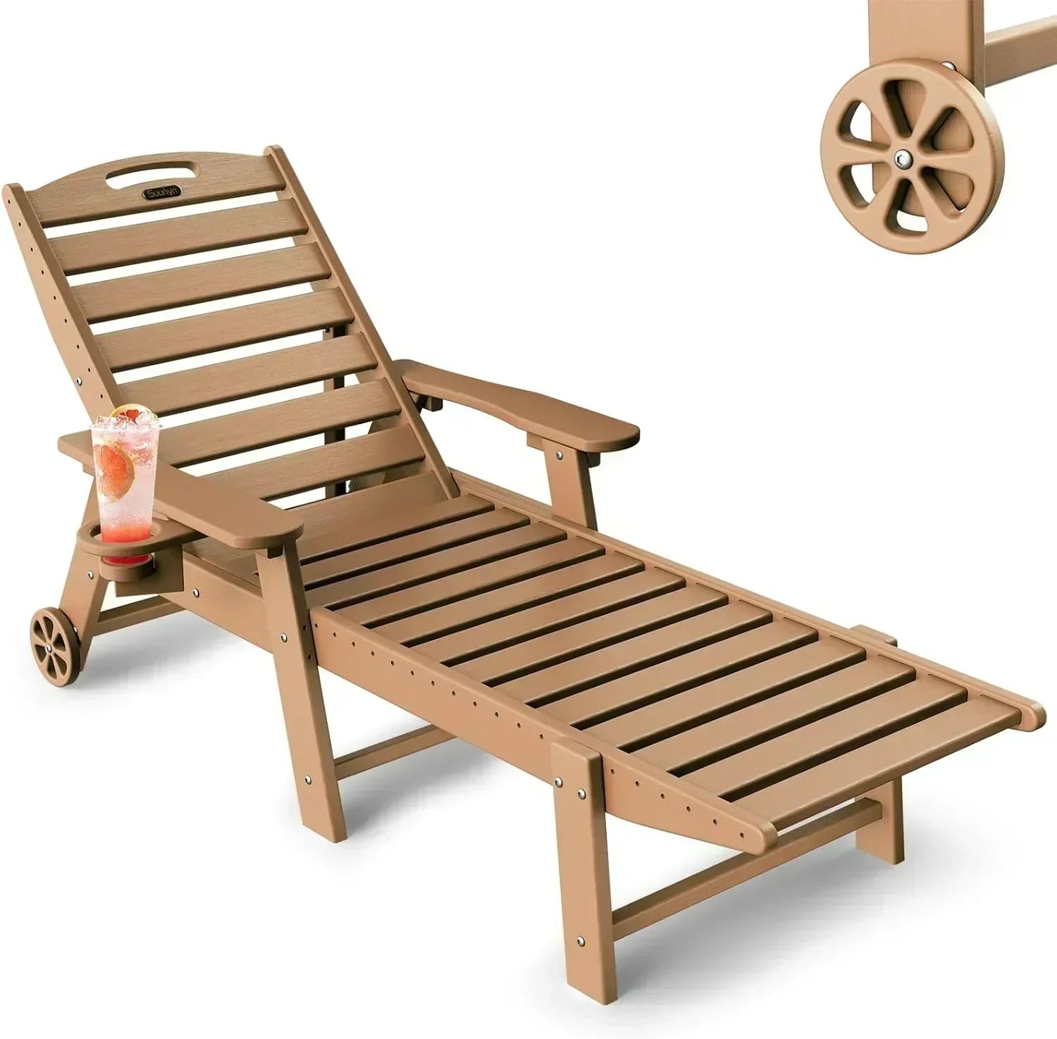 Lounge Chair Outdoor Chaise Lounge HDPE 6-Position Outdoor Chaise Lounge Patio Lounge Chair