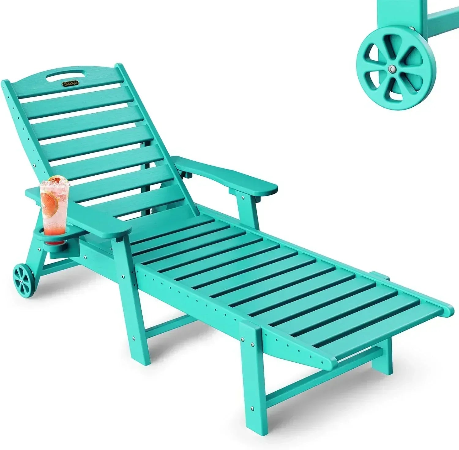 Lounge Chair Outdoor Chaise Lounge HDPE 6-Position Outdoor Chaise Lounge Patio Lounge Chair