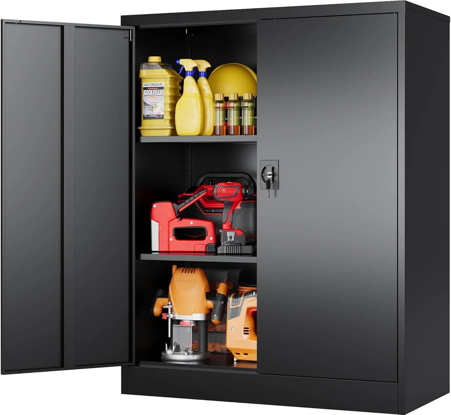 SISESOL Metal Storage Cabinet with Wheels,75 inch Tall Rolling Garage Storage Cabinet