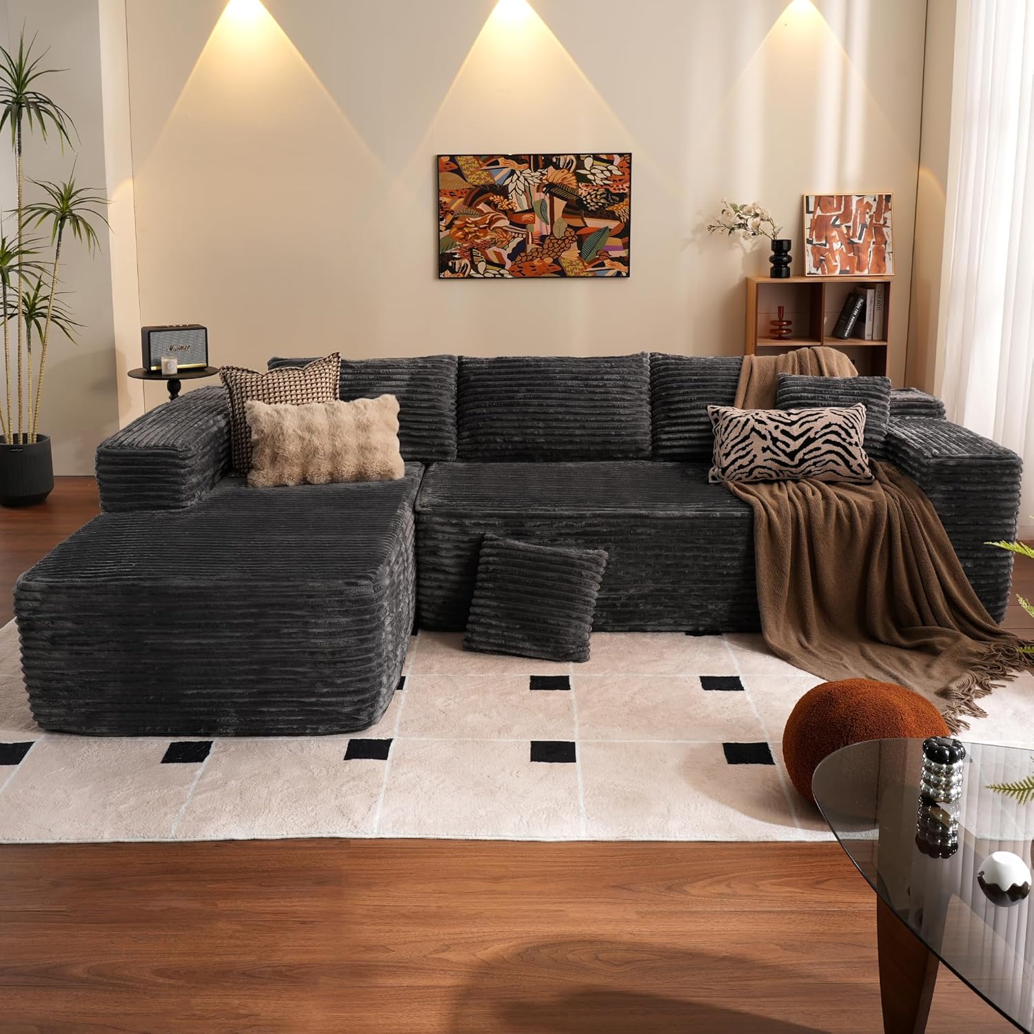 Ovios 104" Cloud Section Sofa L-shaped lounge chair, modern modular sofa