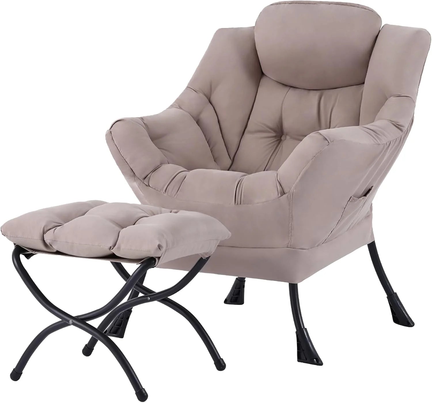 Tiita Lazy Chair with Ottoman Modern Large Accent Lounge Chair Leisure Sofa Armchair Ottoman
