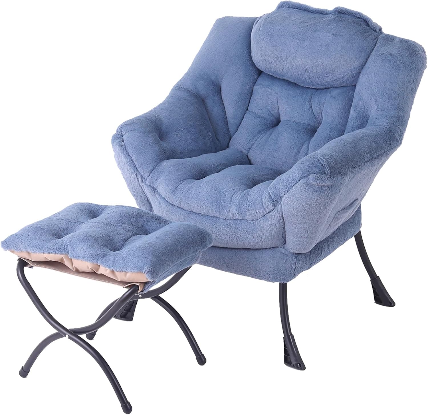 Tiita Lazy Chair with Ottoman Modern Large Accent Lounge Chair Leisure Sofa Armchair Ottoman