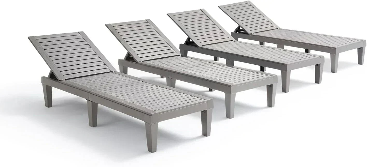 Patio Chairs Black Chaise Lounge Chair Outdoor 5-Position Adjustable Sun Tanning Chair
