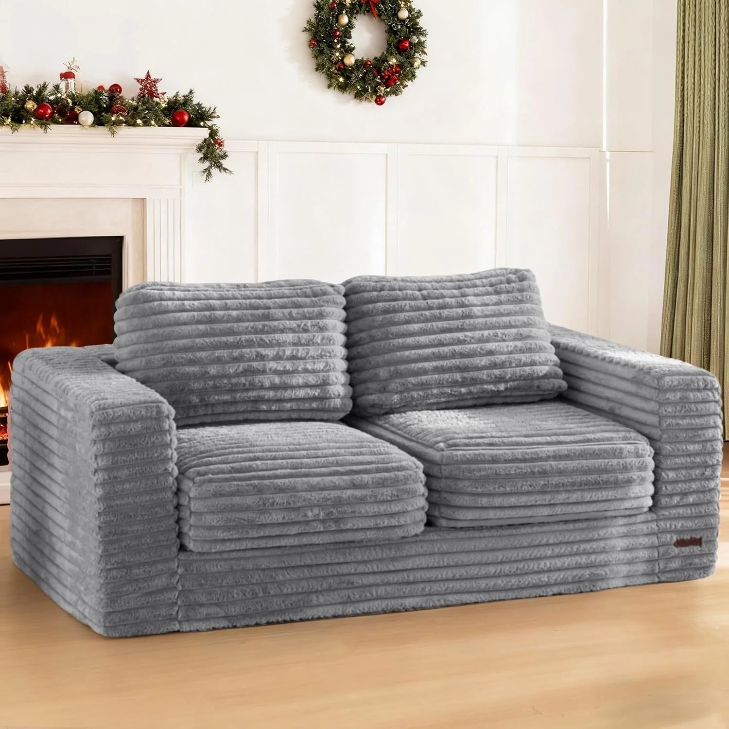 MAXYOYO Bean Bag Chair Two-seat Bean Bag Sofa with Pillows Upholstered Loveseat Floor Sofa