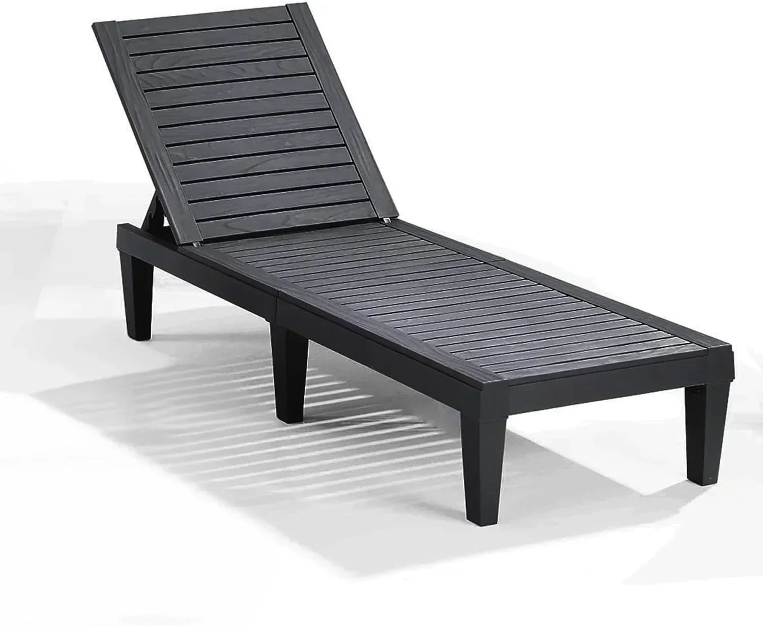 Patio Chairs Black Chaise Lounge Chair Outdoor 5-Position Adjustable Sun Tanning Chair