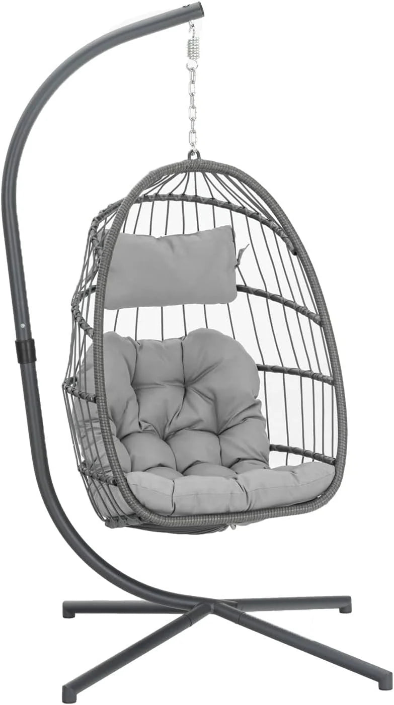 Yechen Indoor Outdoor Egg Hanging Chair Patio Wicker Swing Egg Chair Indoor Swinging Chair