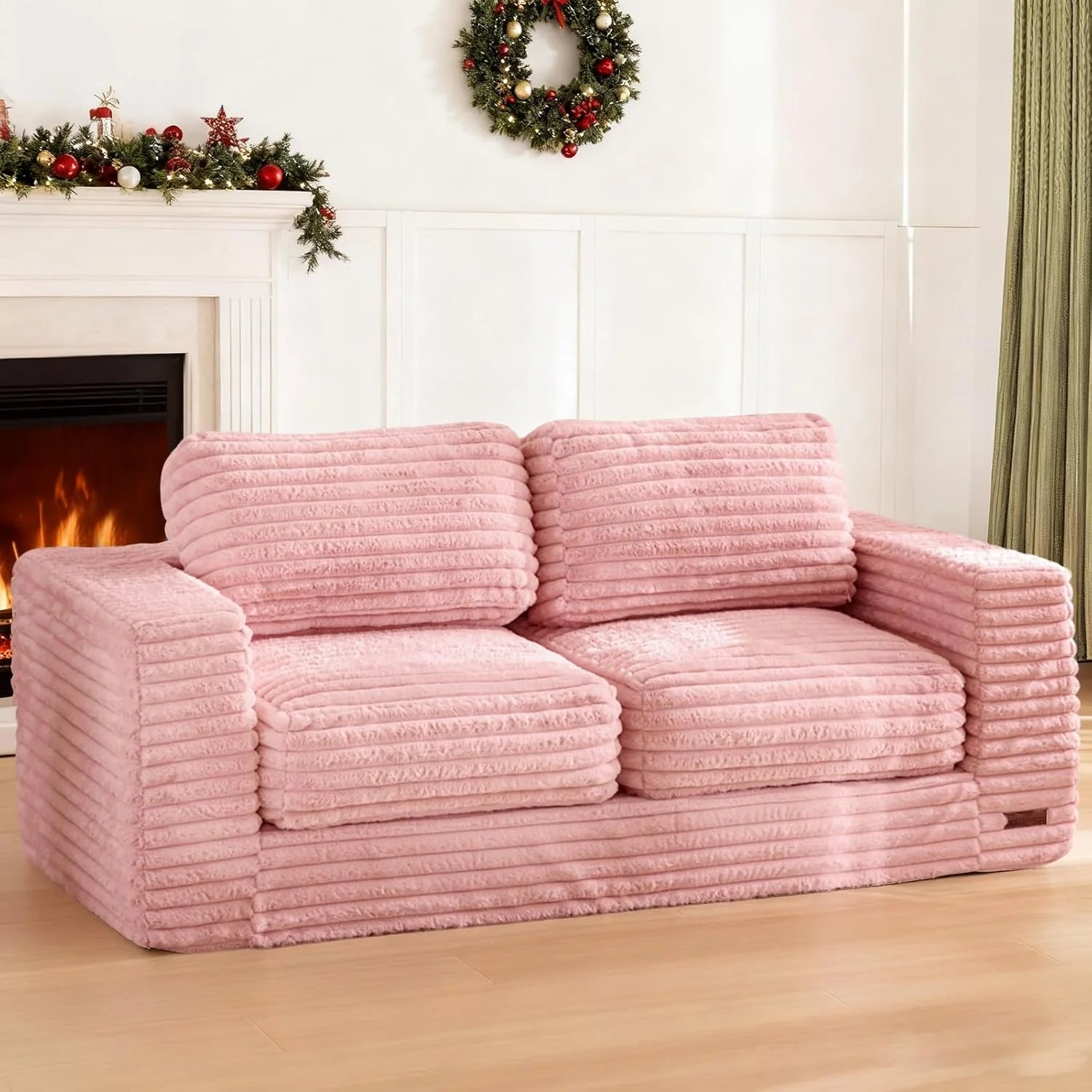 MAXYOYO Bean Bag Chair Two-seat Bean Bag Sofa with Pillows Upholstered Loveseat Floor Sofa