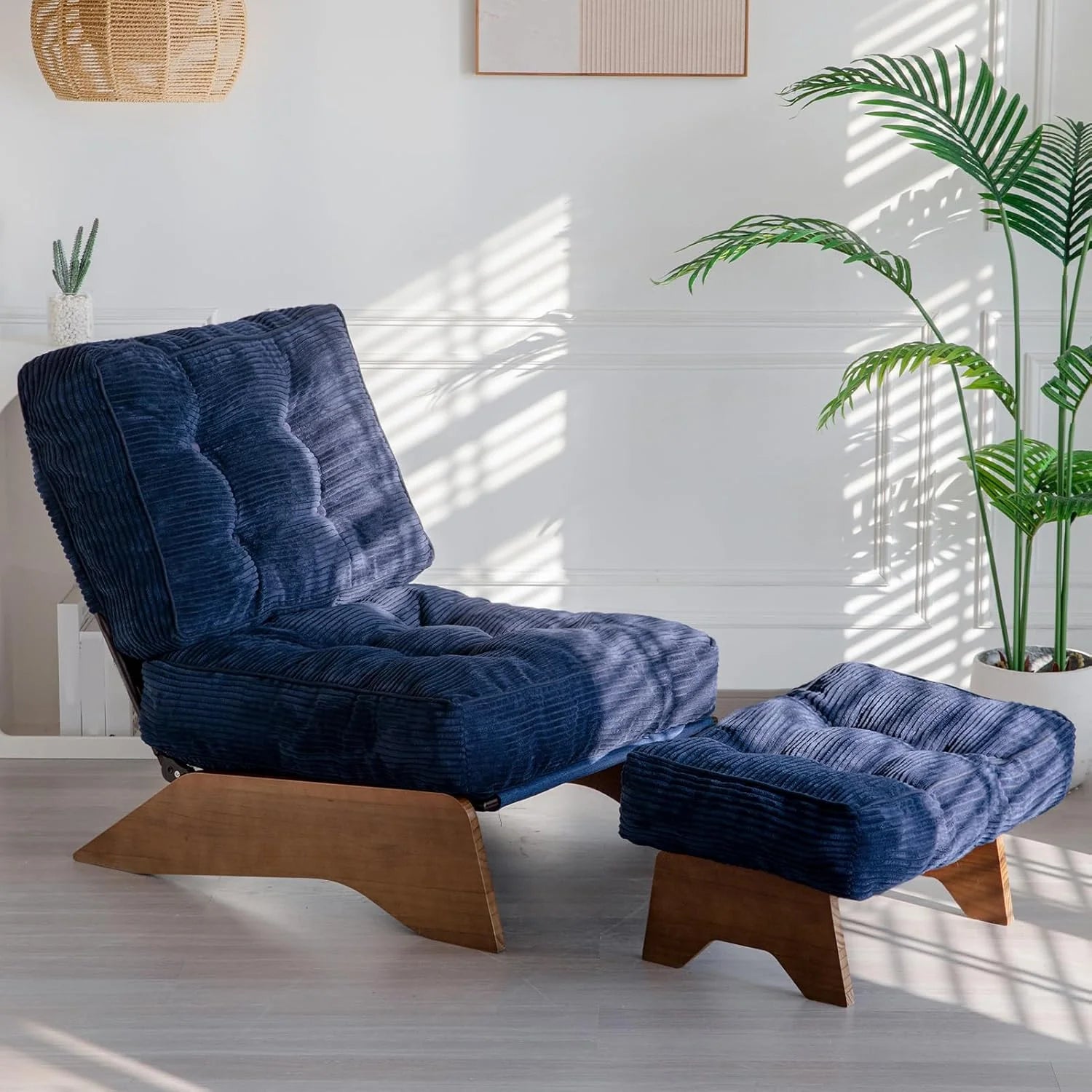 MAXYOYO Accent Chair with Ottoman Adjustable Backrest Tufted Chair Upholstered Lounge Chair
