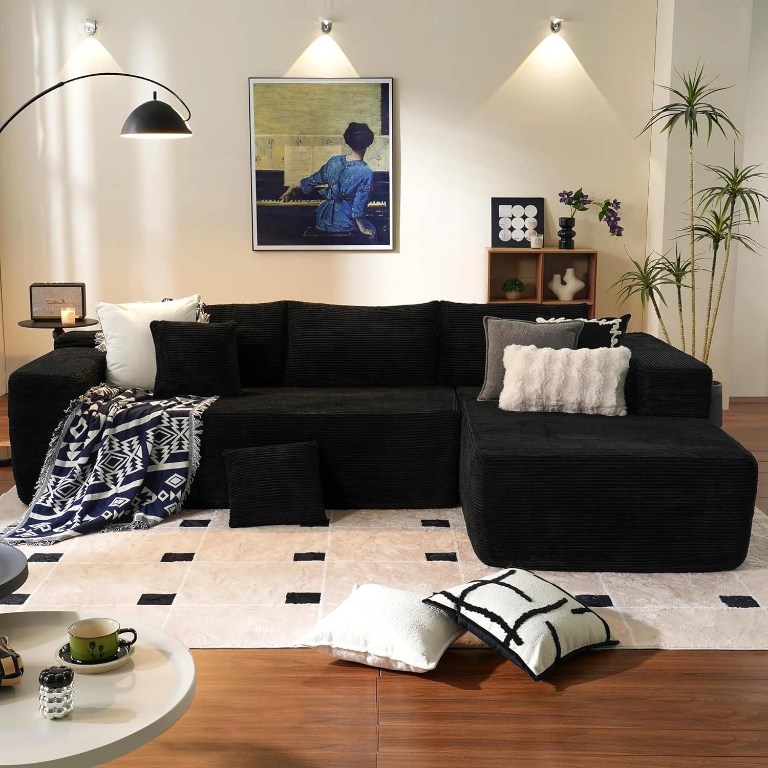 Ovios 104" Cloud Section Sofa L-shaped lounge chair, modern modular sofa