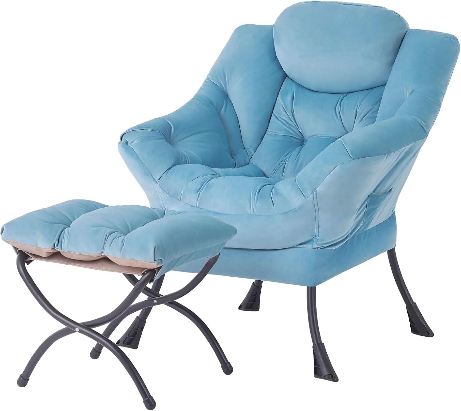 Tiita Lazy Chair with Ottoman Modern Large Accent Lounge Chair Leisure Sofa Armchair Ottoman