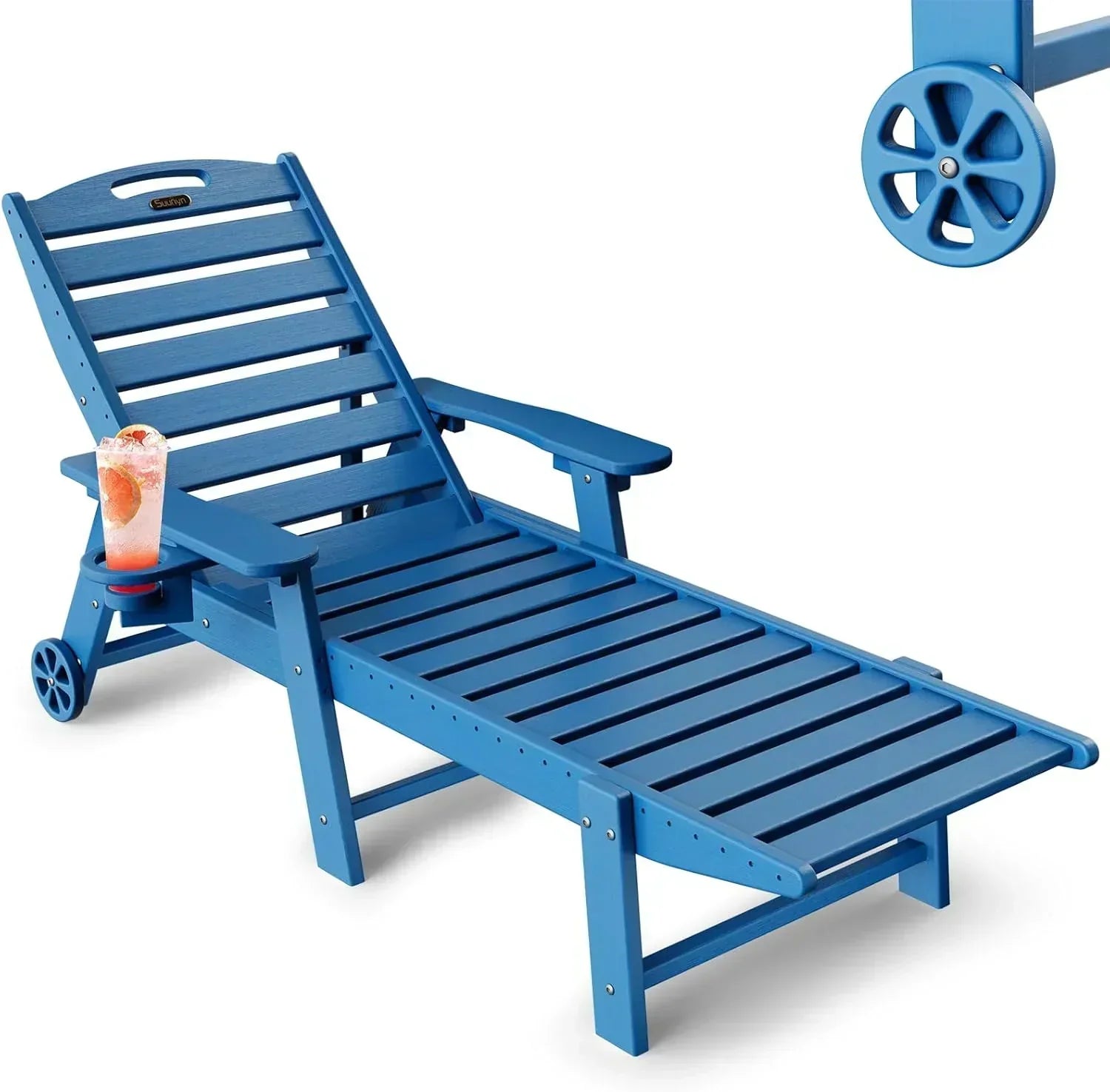 Lounge Chair Outdoor Chaise Lounge HDPE 6-Position Outdoor Chaise Lounge Patio Lounge Chair
