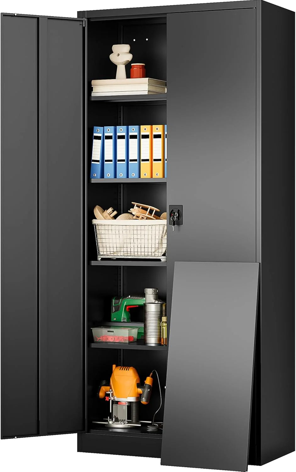 SISESOL Metal Storage Cabinet with Wheels,75 inch Tall Rolling Garage Storage Cabinet