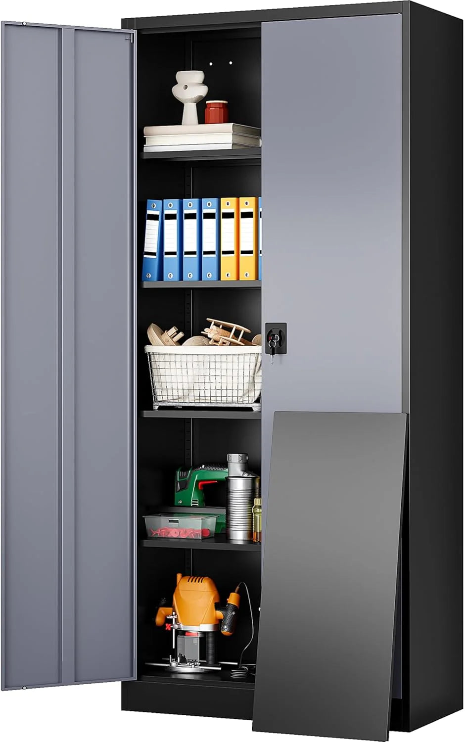 SISESOL Metal Storage Cabinet with Wheels,75 inch Tall Rolling Garage Storage Cabinet