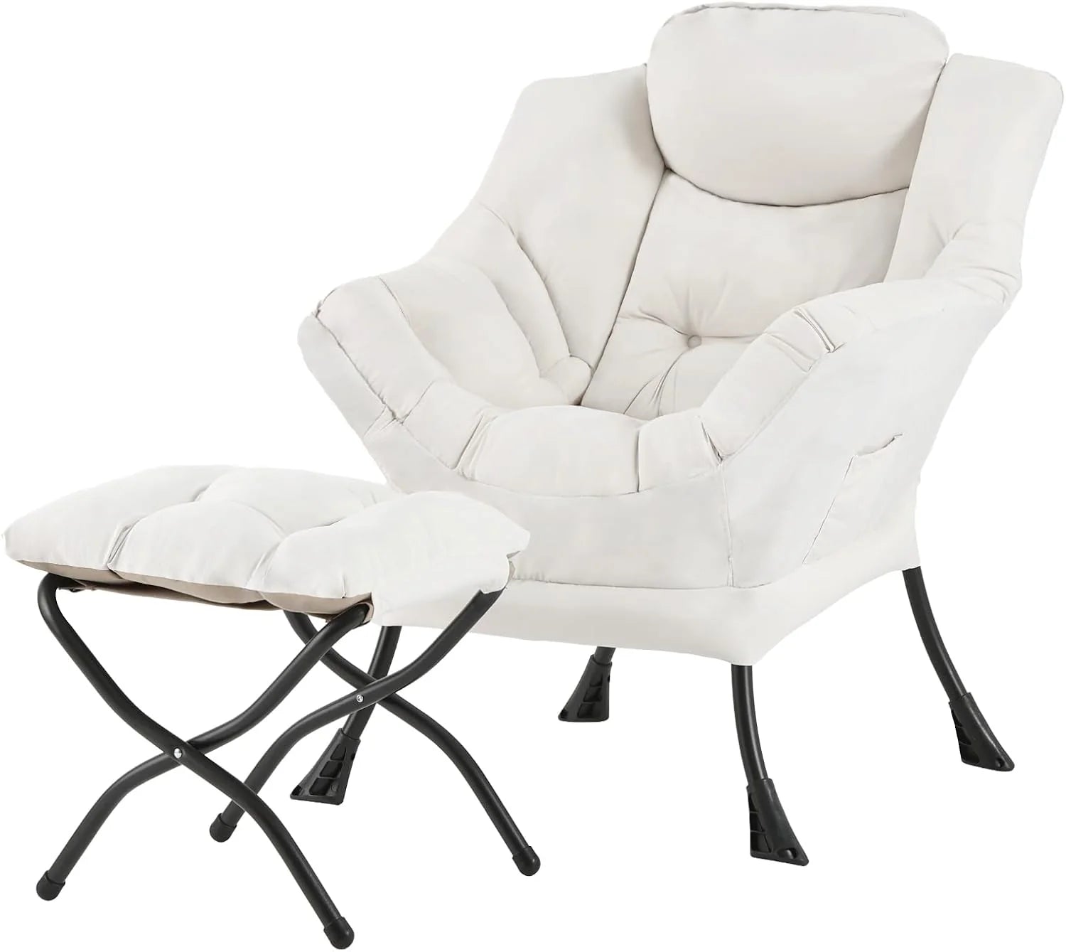Tiita Lazy Chair with Ottoman Modern Large Accent Lounge Chair Leisure Sofa Armchair Ottoman