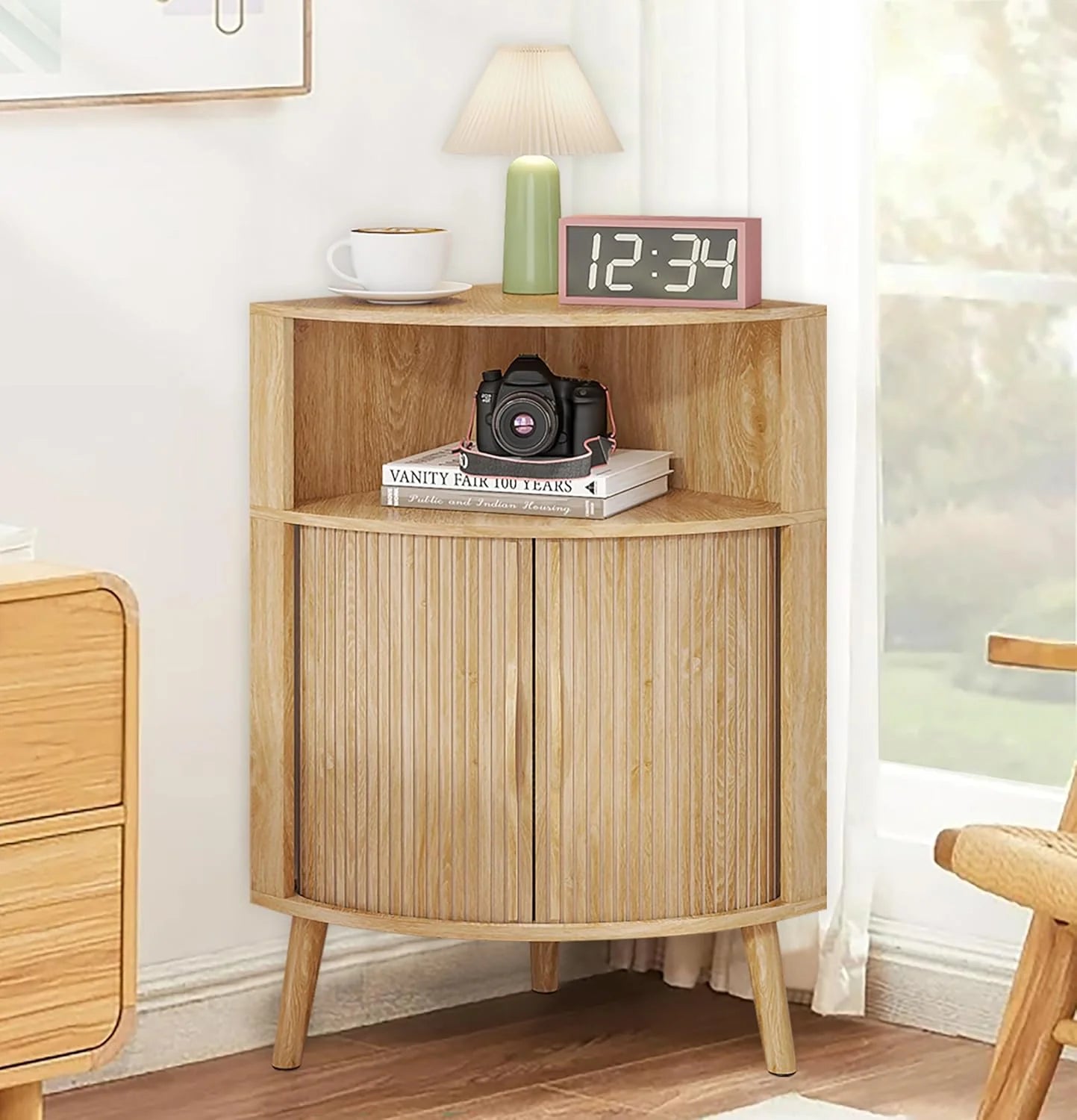Corner Cabinet, 66.73'' Tall Modern Corner Bathroom Storage Cabinet